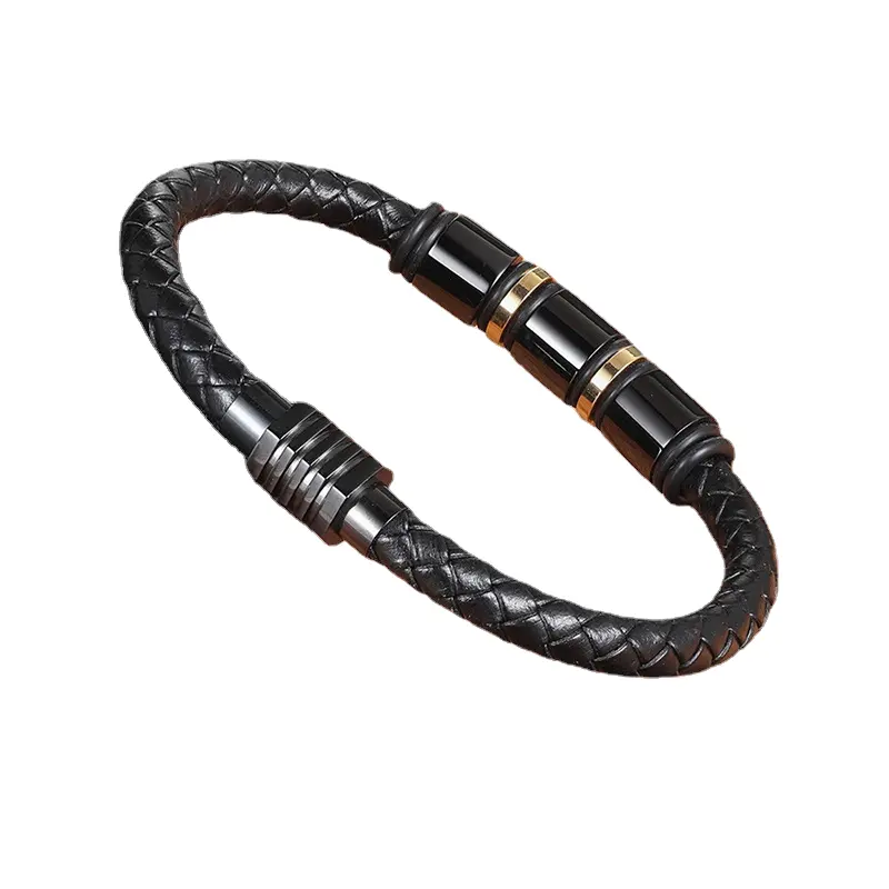 2312 fabricants fournissent des accessoires de bracelet de mode en cuir noir couple cz charme