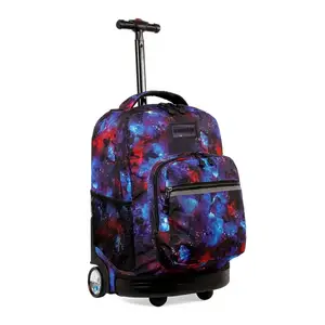 Fashion 18"Student backpack Kids Rolling Galaxy Backpack For Girls Boys Teen Roller Bookbag School Backpacks