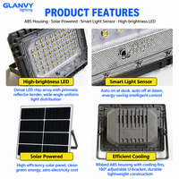 Projecteur solaire LED extérieur IP67 étanche en ABS certifié CE, haute luminosité, rechargeable 50W 100W 200W 300W pour jardin et sécurité