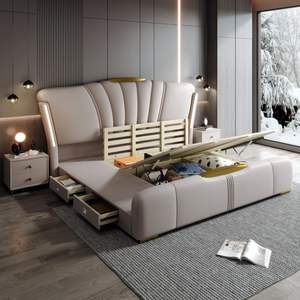 Cama de Almacenamiento Plegable Ajustable de Estilo Italiano, Tapizada en Cuero de Lujo de Alta Gama, con Estructura de Tamaño Completo - Product Image 4