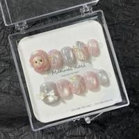 Vente en gros Nouvelle Arrivée Ongles en gel faits main de luxe, forme œil de chat, carrés et amande, avec gemmes 3D et diamants, peints à la main, de haute qualité, avec boîte