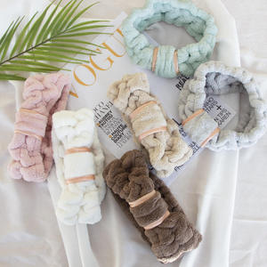 Cute Bowtie Facial Soft Coral Fleece Elastic Hairband Makeup <strong>Bath</strong> Headbands for Women Cosmetic &amp; Facial Spa - Product Image 2