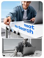 LISEN Paquete de 6 Organizadores Magnéticos de Cables USB, Clips de Gestión de Cables de Escritorio, Soporte Adhesivo para Teléfonos Inteligentes, Tipo C, Cable de Alimentación