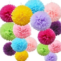 Bola Bunga Pom Pom Kertas Tisu Sederhana Grosir 15-35cm oleh BooHome untuk Dekorasi Pernikahan, Ulang Tahun, Pesta, Festival, dan Acara