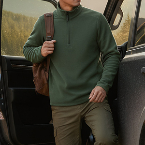 Pull de golf personnalisé pour homme, 100% coton, col montant, manches longues, demi-zip, séchage rapide, imperméable, brodé, ODM - Product Image 1