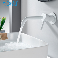 Grifo de Lavabo de Pared Momali, de Latón, para Baño, Mezclador de Agua Fría y Caliente, Monomando, Diseño Contemporáneo de Lujo, con Válvula de Cerámica