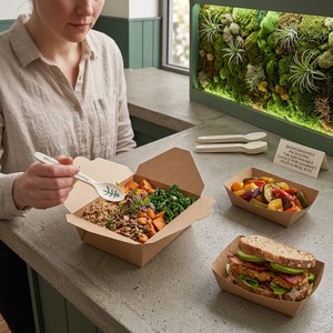 Ensemble de couverts en papier jetables et compostables pour mariage, banquet, hôtel, buffet, repas à emporter, rassemblements en plein air et usage quotidien - Product Image 3
