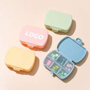 Portable 6 Compartment Pill Box Organizer, Mini Plastic Travel Medicine Storage Case with Custom Logo