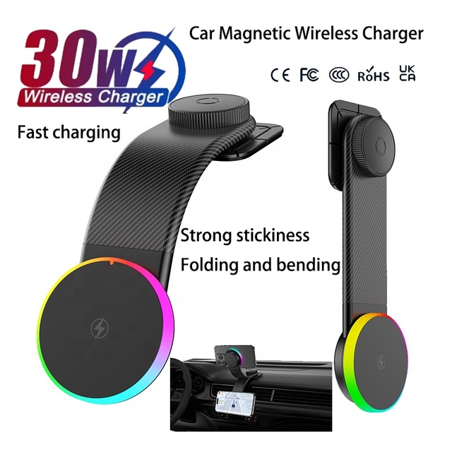 Anti-Slip Mount New Usb C Qi2 Fast Magnetic Car Phone Holder With Wireless Charger Pad
