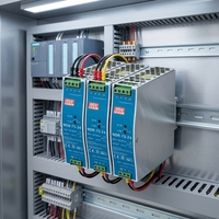 Alimentation à découpage sur rail DIN MeanWell SMPS NDR-75 NDR-120 NDR-240 NDR-480 12V 24V 48V, mince et économique avec PFC