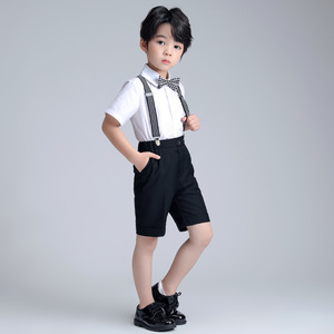 Tuta da ragazzo estiva camicia a righe per bambini di nuova generazione set in due pezzi di abito a sei prestazioni - Product Image 1