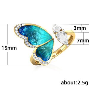 Bague Cocktail Papillon F271 en Or Massif 18K avec Cristal Taillé Poire et Strass Sertis Pavé – Bague Fine pour Femme, Idée Cadeau - Product Image 4