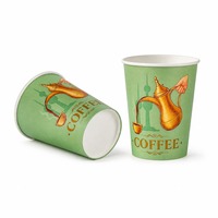 Gobelet en papier jetable de 9 oz, entièrement imprimé, bord roulé, empilable, compatible avec les couvercles standard, gobelets à café à emporter