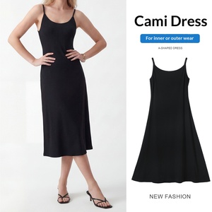 <span class=keywords><strong>Robe</strong></span> <span class=keywords><strong>noire</strong></span> chic sans manches taille haute coupe ajustée en maille côtelée style vintage pour <span class=keywords><strong>femme</strong></span>, collection Printemps/Été 2026, idéale pour le bureau - Product Image 1