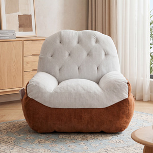Sillón Individual Contemporáneo de Bouclé, Sofá de Ocio con Bloques de Color y Bolsillo de Almacenamiento, Empacado al Vacío - Product Image 1