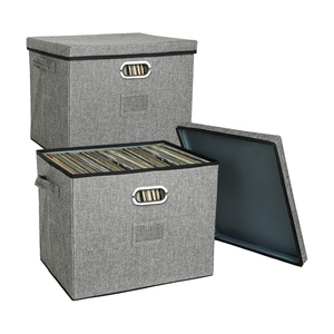 Cotton and Linen Foldable Storage Box with Lid Waterproof Large Capacity for Home Clothes Toys Organization (Single Tier) - Product Image 1