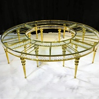 Table de banquet de mariage en acier inoxydable et cristal, design industriel, style moderne, configuration libre, en forme de S, demi-lune, pour hôtel