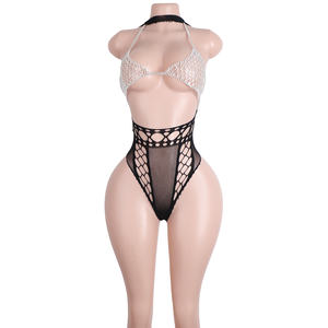 Haut de strip-teaseuse en résille pour boîte de nuit, design diamant strass, tenue de danse exotique sexy, tenue de fête en maille, costumes en gros, corsets - Product Image 1