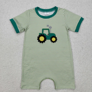 Baby Girls Boys Summer Outfits Tractor Applique Striped Short Sleeves T-Shirt Cotton Shorts Set for 2 Piece <b>Clothes</b> Sets - Product Image 5