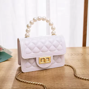 Cute wallet wholesale small handbag pearl chain children's jelly <b>mini</b> women's bag tote bag - Product Image 6