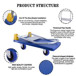 200kg nhựa Nền Tảng Công cụ Xe đẩy gấp giỏ hàng với bốn bánh xe tùy chỉnh OEM hỗ trợ - Product Image 4