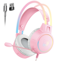 Casque de jeu filaire ONIKUMA X15 Pro avec haut-parleur de 50 mm, éclairage RGB, micro à double tête avec suppression du bruit, 3,5 mm pour PS5, PC, Xbox, Switch