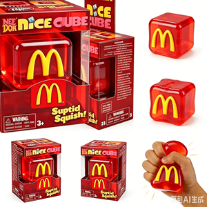 Juguetes Blandos Antiestrés y Antiansiedad con Purpurina, Cubo de Descompresión Suave, Bloque Nice Cube de <span class=keywords><strong>McDonald</strong></span>'s, Aliviadores de Estrés - Product Image 2
