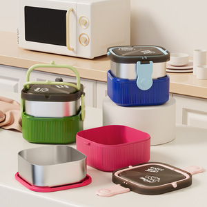 Double Layer Childrens <b>Lunch</b> <b>Box</b> Rectangle <b>Microwave</b> Safe Food Grade Plastic Bento <b>Box</b> For Kids School Use - Product Image 1