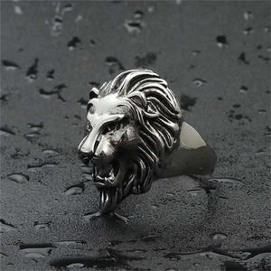 Lion <b>Ring</b> Men's Stainless Steel Animal Shape Retro Punk Style Jewelry Gift <b>Silver</b> Color 260123 - Product Image 3