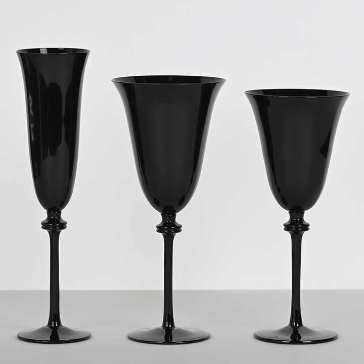 Exclusive Black Wine Glasses With Stem Goblets Decoration Black
