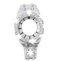 Montre automatique de luxe sportive en acier inoxydable avec cadran en cristal entièrement serti de moissanite, bracelet style hip-hop, mouvement mécanique, cadran de 41 mm