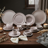 Service de vaisselle en céramique et porcelaine à glaçure réactive ST – Assiettes plates, assiettes à dessert, bols à céréales – Empilables et sûrs pour la restauration commerciale