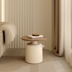 Bàn cà phê gỗ rắn phòng khách nhà căn hộ nhỏ đơn giản Bàn cà phê hiện đại 2025 Bàn cà phê tròn mới - Product Image 3