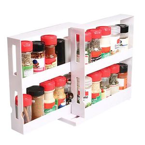 Moderna Caja de Almacenamiento de Plástico de Doble Nivel, Plegable y Giratoria, Organizador de Cocina para Alimentos, Especias y Productos Enlatados - Product Image 2