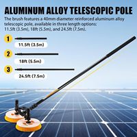 Brosse télescopique pour panneaux solaires en fibre de carbone-Double tête rotative électrique avec poils en nylon, fenêtre à eau et nettoyeur PV