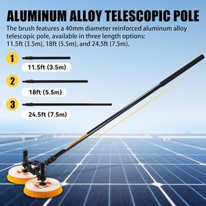 Brosse télescopique pour panneaux solaires en fibre de carbone-Double tête rotative électrique avec poils en nylon, fenêtre à eau et nettoyeur PV - Product Image 3