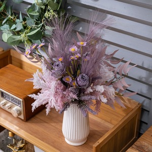 CallaFloral – Bouquet de fleurs artificielles, décoration murale en roses violettes pour la maison et les mariages CF01170A - Product Image 1
