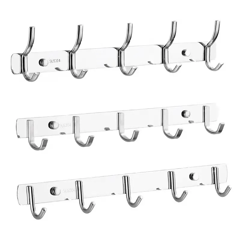 SYW Hot Sale Modern Kitchen Stainless Steel Wall Coat Rack Coat Hooks Wall Mounted Stainless Steel Hook Rack for Clothes