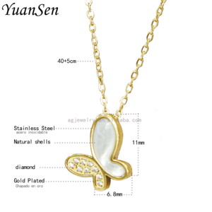 Mặt dây chuyền nữ bằng thép không gỉ mạ, hình con bướm, không thấm nước, không bị xỉn màu, trang sức bằng thép không gỉ - Product Image 4