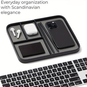 Modern Minimalist Leather Valet Tray Stylish Double-Tier Nightstand Organizer for <strong>Men</strong> <strong>Bedside</strong> Catchall for Keys for Kitchen Use - Product Image 4