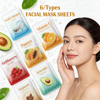 Masque facial hydratant aux fruits avec logo personnalisé, masque facial en collagène, masque en feuille coréen nourrissant pour le soin de la peau