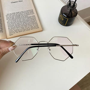 Qianai - Monturas de Gafas Metálicas Poligonales Irregulares para Mujer, Montura Completa, Lentes Anti-UV AC W4 1970 - Product Image 2