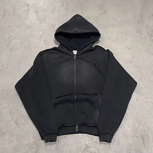 Cappotto Vintage da uomo con cappuccio pesante da 400gsm produttore Streetwear personalizzato DTG Y2k Logo cerniera a doppia testa per <span class=keywords><strong>Me</strong></span> - Product Image 2