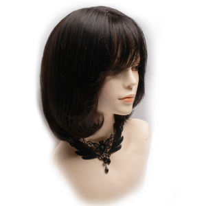 Perruque en cheveux humains respirante de 8 pouces, boucles en C, à clipser, légère, noir naturel, brun, bonnet confortable, usage quotidien - Product Image 1