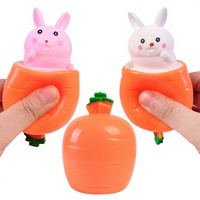 Jouet anti-stress Squishy Lapin Carotte à presser avec poche de rangement, petit animal à faire sortir, jouet sensoriel