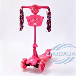 Trottinette d'extérieur pour enfants à deux roues avec frein à main, en PVC et PP durables, trottinette à pousser pour enfants - Product Image 2