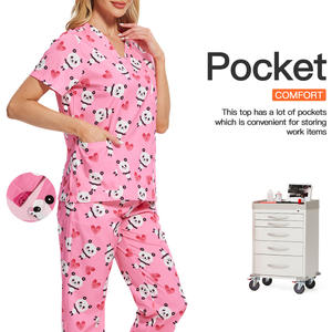 2025 stampati personalizzati scrub uniformi infermiere per natale Halloween vari temi per bambini ospedale 1:1 modello di restauro - Product Image 5