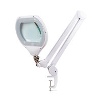 Free Design Clamp Type Shadow Free Ring LED Magnifier Lamp Polygon Large View Glass Magnifying Clamp Light