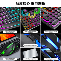 T-WOLF TF270 Wired Punk Style Keyboard and Mouse Combos Round Keycap 104keys Keyboard Colorful Backlit Gaming Keyboard Mouse