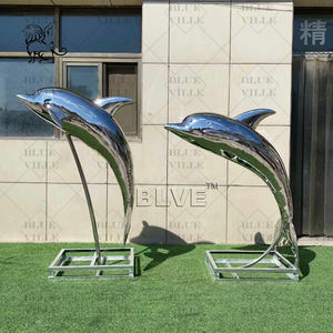 BLVE extérieur jardin métal moulé Dolphis fontaine Statue grandeur nature Bronze dauphin Sculpture fontaine - Product Image 6